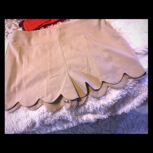 Tan Scalloped Shorts